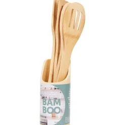 Hot Bamboe Keukengerei-Set In Houder Keukengerei