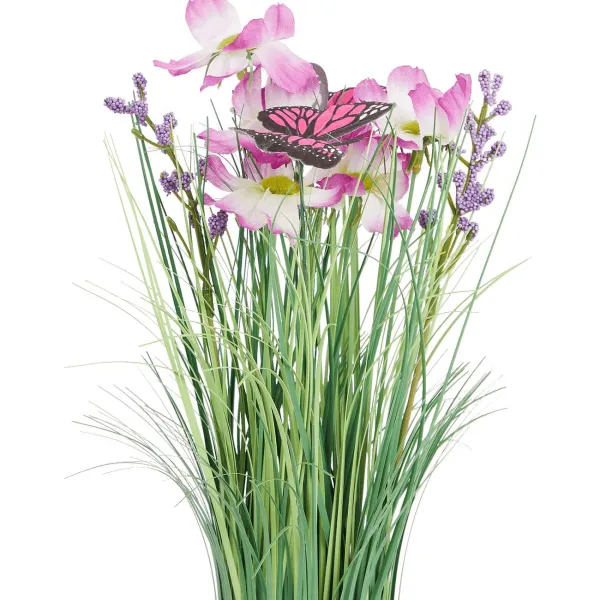 Fashion Kunstgrashalm Met Bloemen En Vlinders Kunstplanten & -Bloemen